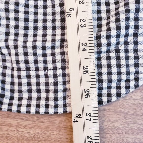 109°F Womens Top Large Black Plaid Gingham Embroidered Floral Cottagecore - Picture 15 of 16